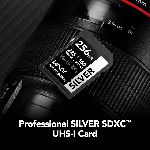 Alt view image 2 of 7 - 256GB Silver SD Memory Card, 225MB/s Read, 4K, V30, U3, UHS-I