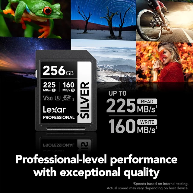 Alt view image 3 of 7 - 256GB Silver SD Memory Card, 225MB/s Read, 4K, V30, U3, UHS-I