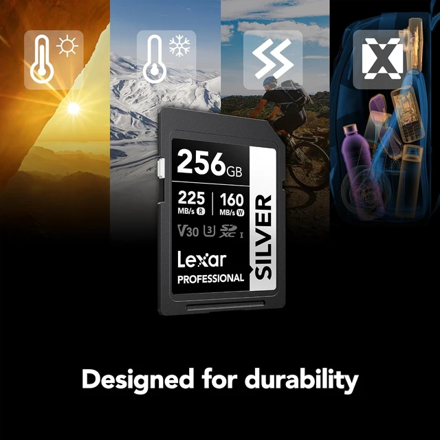 Alt view image 6 of 7 - 256GB Silver SD Memory Card, 225MB/s Read, 4K, V30, U3, UHS-I