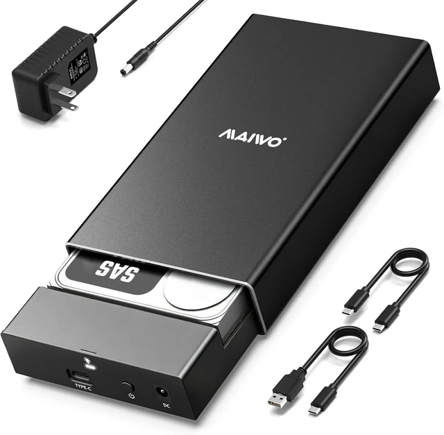 Main image of SAS Enclosure, USB3.1 SFF-8482 SAS Hard Drive Enclosure with 12V/3A Power Adapter Support 2.5/3.5 inch SSD HDD, 24TB Storage Expansion, Plug and Play