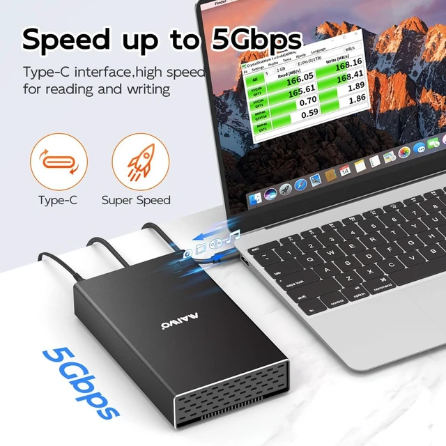 Alt view image 3 of 7 - SAS Enclosure, USB3.1 SFF-8482 SAS Hard Drive Enclosure with 12V/3A Power Adapter Support 2.5/3.5 inch SSD HDD, 24TB Storage Expansion, Plug and Play