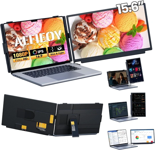 Main image of Upgraded Laptop Screen Extender, 15.6Ultra-Thin Dual Portable Monitor with 1080P FHD IPS, Detachable & 4-in-1 Modes, USB-C/HDMI Plug-Play Monitor Extender for Mac/Win/Android, Fits 13-17" Laptops