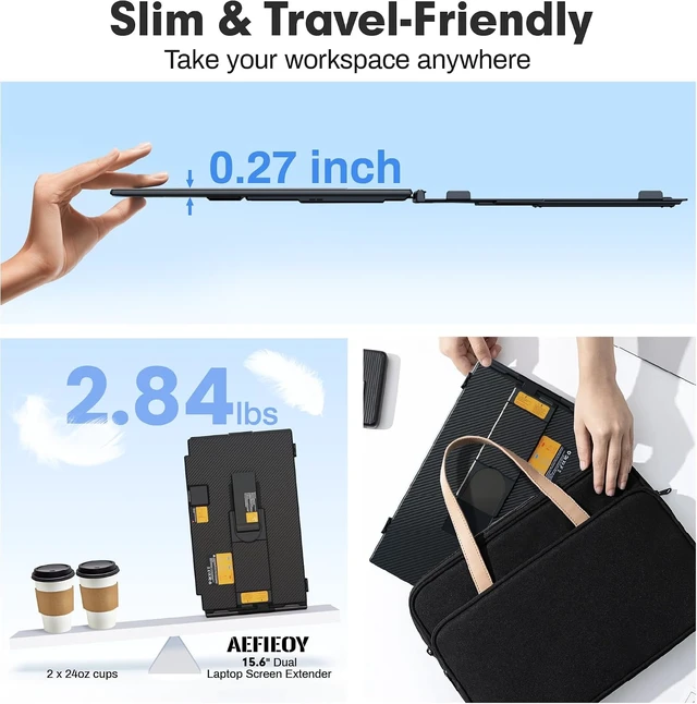 Alt view image 3 of 7 - Upgraded Laptop Screen Extender, 15.6Ultra-Thin Dual Portable Monitor with 1080P FHD IPS, Detachable & 4-in-1 Modes, USB-C/HDMI Plug-Play Monitor Extender for Mac/Win/Android, Fits 13-17" Laptops