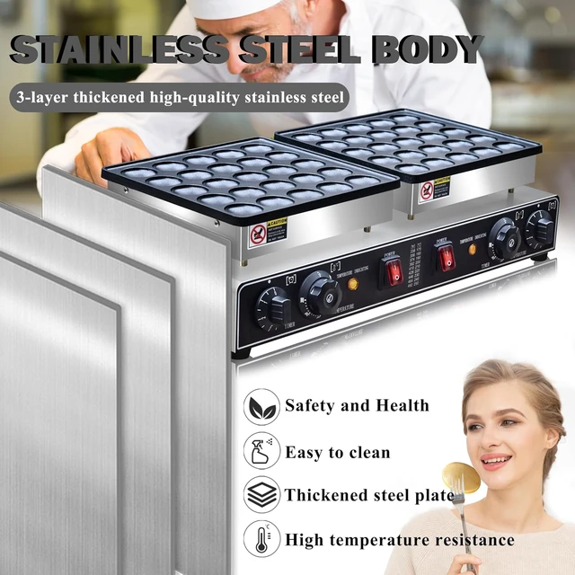 Alt view image 5 of 7 - 1900W Electric Mini Pancake Maker, 50PCS Commercial Mini Dutch Pancake Maker,1.8 Inches Dutch Poffertjes Grill,Non stick,Non stick,For Home Kitchen Restaurant Snack Dessert.