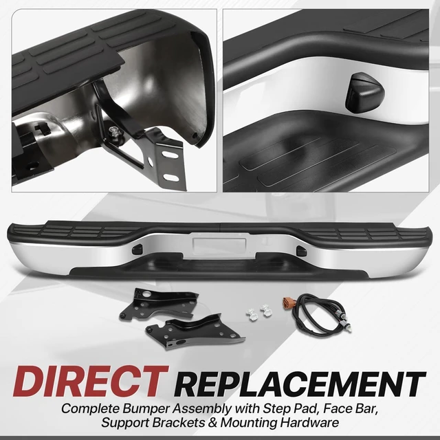 Alt view image 3 of 6 - Rear Step Bumper Fit 99-06 Chevy Silverado GMC Sierra 1500 2500