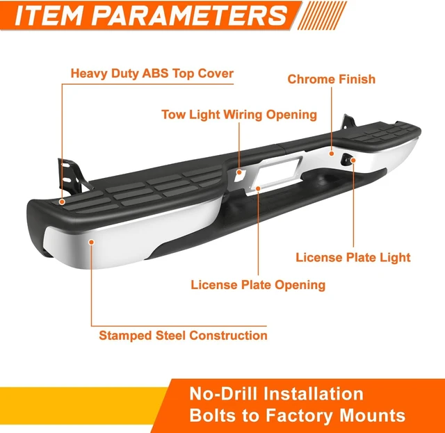 Alt view image 5 of 7 - Chrome Rear Step Bumper for 99-06 Silverado Sierra 1500 2500