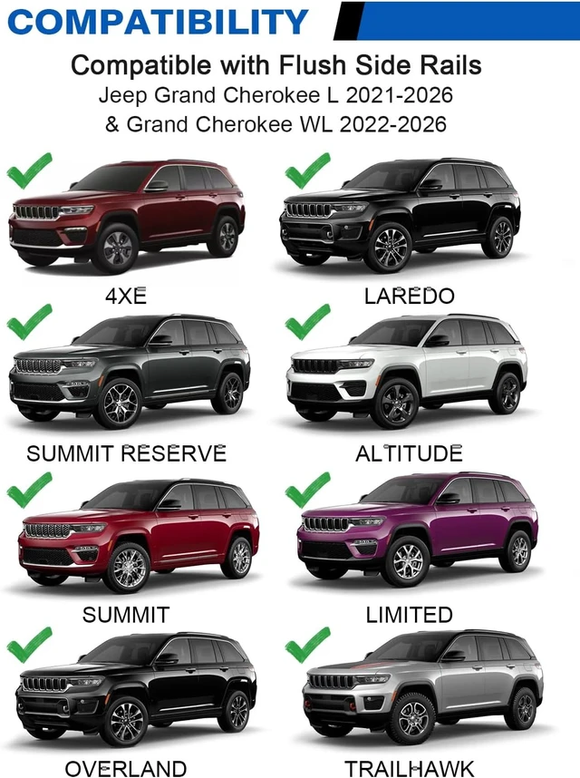 Alt view image 2 of 7 - Roof Rack Cross Bars for 2021-2026 Jeep Grand Cherokee L & Grand Cherokee