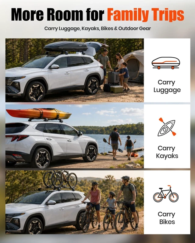 Alt view image 7 of 7 - Aluminum Roof Rack Cross Bars Fit for 2022-2026 Hyundai Tucson NX4