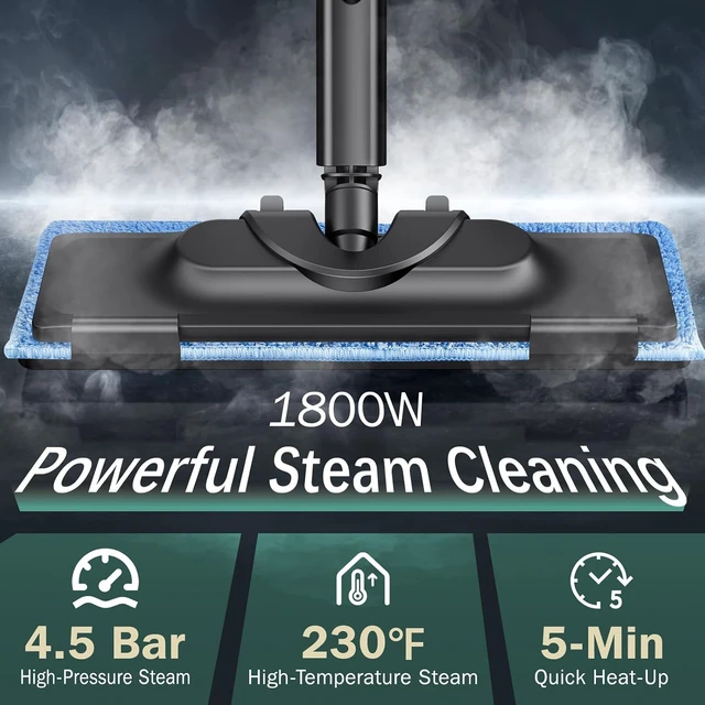 Alt view image 2 of 7 - Steam Cleaner with 28 Accessories for Home, 1800W Powerful Multipurpose Steam Mop with 1.5L Tank for Floor Cleaning, Chemical-Free Heavy Duty Steamer for Cleaning Floors, Couch, Tile, Grout and Car