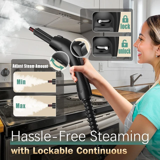 Alt view image 3 of 7 - Steam Cleaner with 28 Accessories for Home, 1800W Powerful Multipurpose Steam Mop with 1.5L Tank for Floor Cleaning, Chemical-Free Heavy Duty Steamer for Cleaning Floors, Couch, Tile, Grout and Car