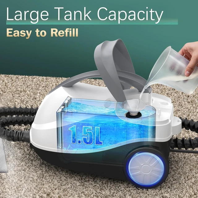 Alt view image 6 of 7 - Steam Cleaner with 28 Accessories for Home, 1800W Powerful Multipurpose Steam Mop with 1.5L Tank for Floor Cleaning, Chemical-Free Heavy Duty Steamer for Cleaning Floors, Couch, Tile, Grout and Car