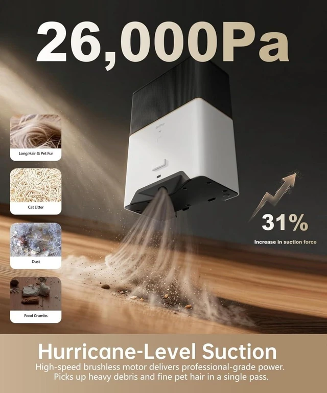 Alt view image 4 of 7 - Touchless Vacuum Dustpan, 26kPa Suction, Bagged, Auto/Manual Mode