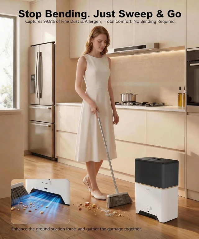 Alt view image 7 of 7 - Touchless Vacuum Dustpan, 26kPa Suction, Bagged, Auto/Manual Mode