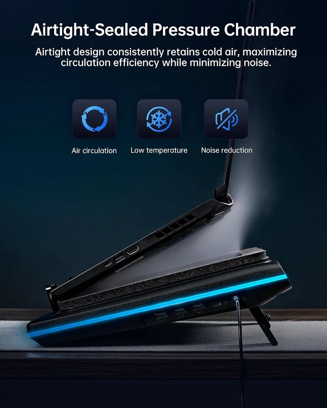 Alt view image 4 of 7 - V12 Ultra Laptop Cooling Pad with Smart Software Control Laptop Fan