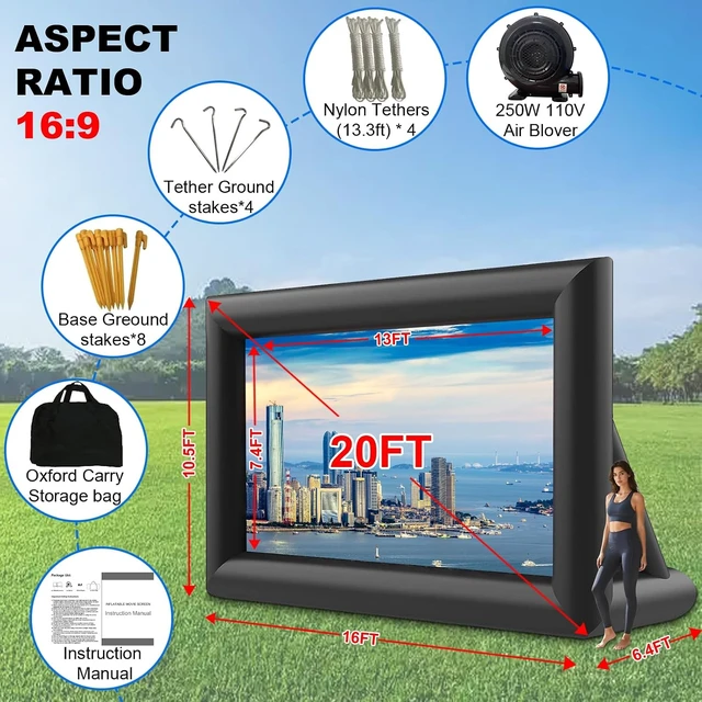 Alt view image 4 of 7 - 20 feet Inflatable Projector Movie Screen Huge Projection Screen