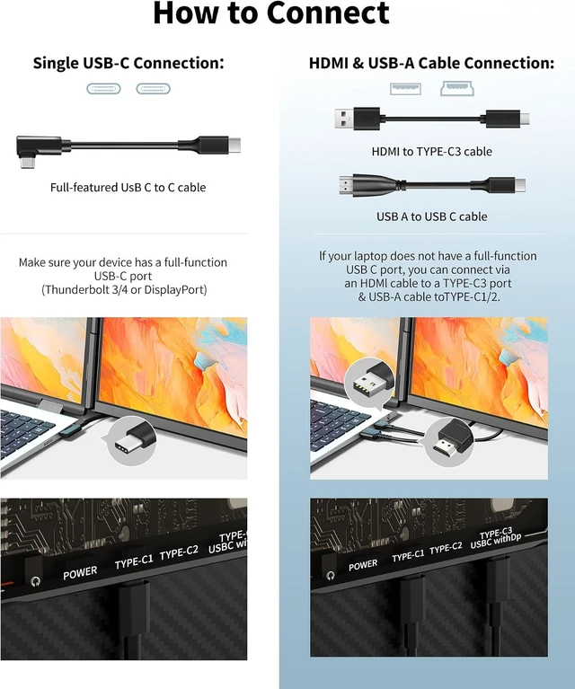 Alt view image 4 of 7 - Laptop Screen Extender - 15.6" FHD 1080P Portable Monitor for Laptop, Detachable & Plug and Play Dual Monitor Extender for 13"-17.3" Laptops, Compatible with Wins/Mac/Android/Chrome