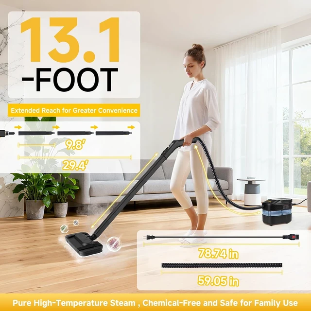 Alt view image 2 of 7 - Steam Cleaner, 3-Level Adjustable Handle 1500W Steamer for Cleaning