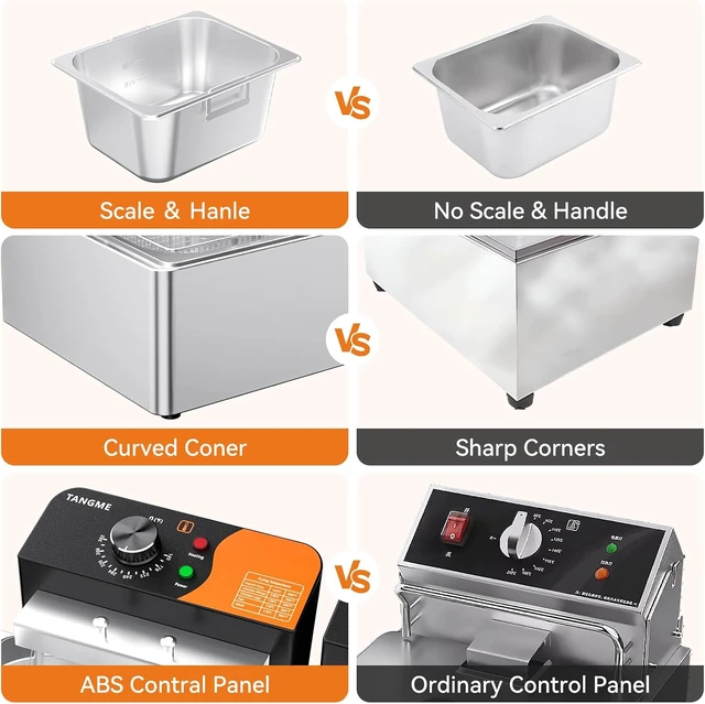Alt view image 4 of 7 - Commercial Deep Fryer, 3400W Electric Countertop Fryer with Baskets