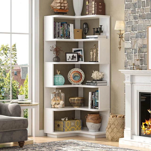 Alt view image 5 of 7 - Corner Book Shelf, 6-Shelf L Shaped Corner Bookshelf with Baffle