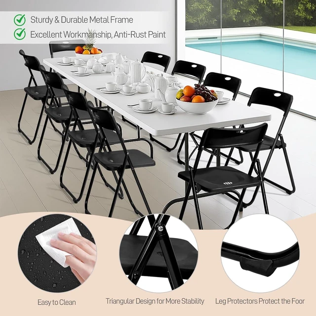 Alt view image 4 of 7 - 10 PCS Plastic Folding Chair, Lightweight Foldable Chair, Black