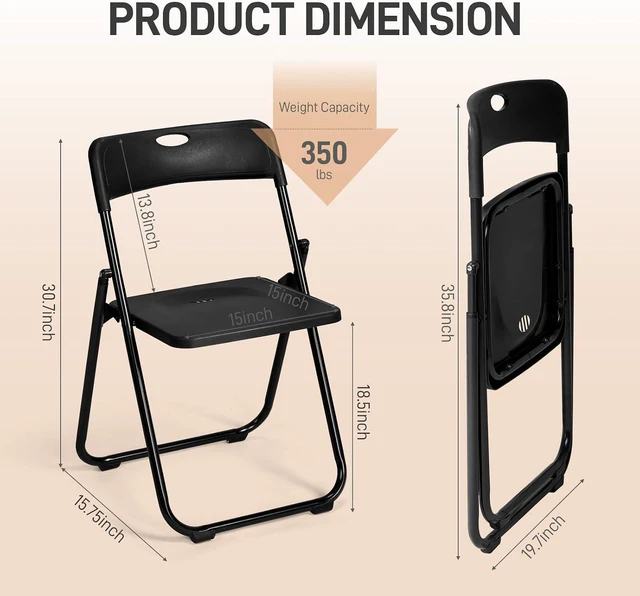 Alt view image 3 of 7 - 10 PCS Plastic Folding Chair, Lightweight Foldable Chair, Black