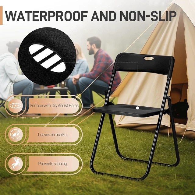 Alt view image 5 of 7 - 10 PCS Plastic Folding Chair, Lightweight Foldable Chair, Black