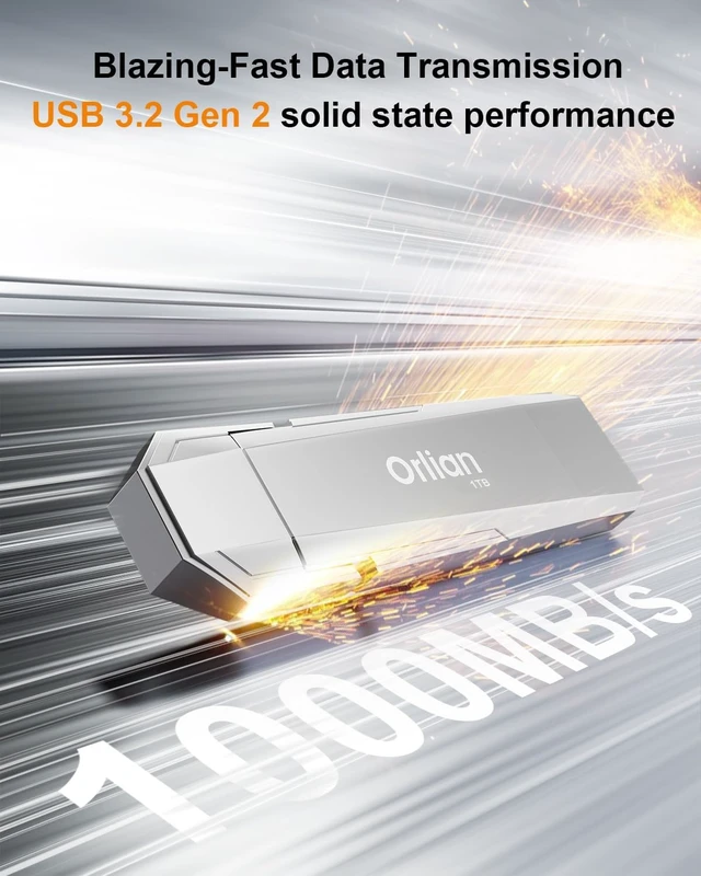 Alt view image 2 of 7 - 1TB External Portable SSD USB Solid State Drive Up to 1000MB/s USB 3.2 Gen 2 Dual Drive Type C + USB A Solid State Thumb Drive