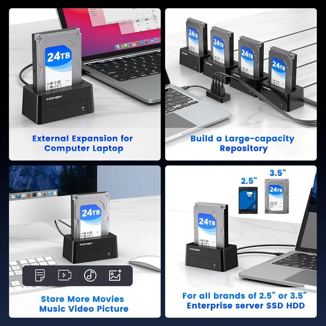 Alt view image 6 of 7 - SAS to USB 3.0 Adapter, SAS/SATA Hard Drive Enclosure Reader Converter Docking Station for 2.5/3.5 inch Server HDD SSD with 12V/2A Power Adapter,Support up to 24TB(New Upgrade)