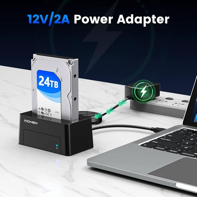 Alt view image 7 of 7 - SAS to USB 3.0 Adapter, SAS/SATA Hard Drive Enclosure Reader Converter Docking Station for 2.5/3.5 inch Server HDD SSD with 12V/2A Power Adapter,Support up to 24TB(New Upgrade)