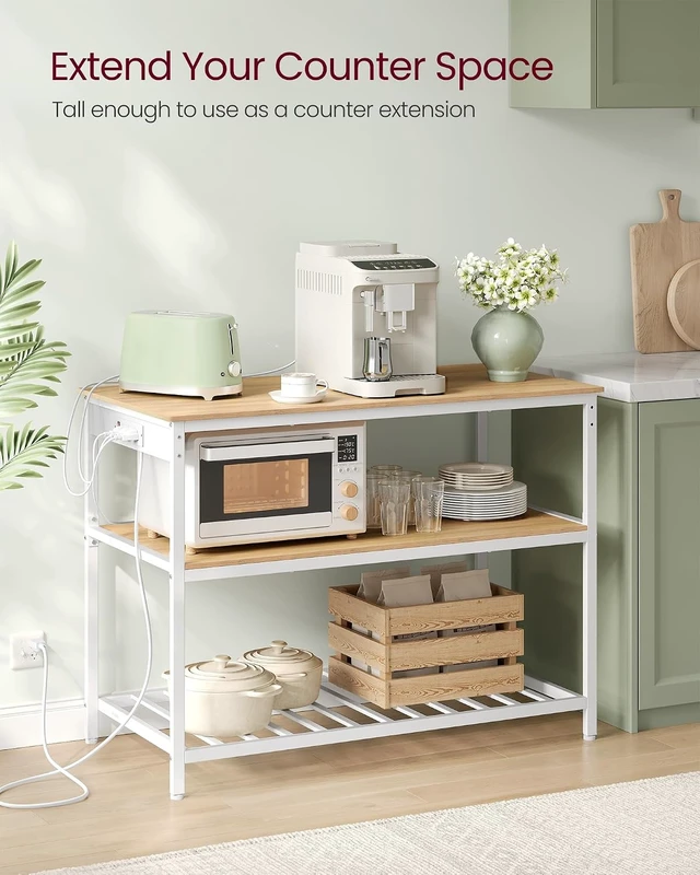 Alt view image 4 of 6 - Kitchen Island with 3 Shelves, Storage Cabinet, Steel Structure