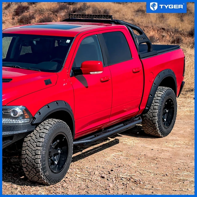 Alt view image 5 of 7 - Fender Flare Compatible with 2009-2018 Dodge Ram 1500; 2019-2024 Classic (Not fit R/T Rebel Warlock), Rough Textured Black Bolt-Riveted Style 4pc