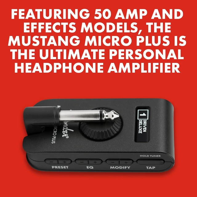 Alt view image 5 of 7 - Mustang Micro Plus Headphone Amplifier, Bluetooth Audio Streaming and 50 Amp and Effects Models, with 2-Year Warranty