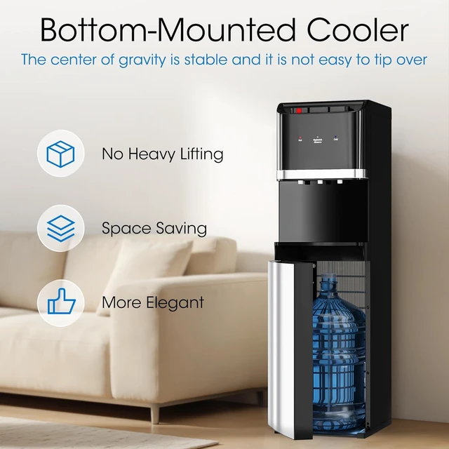 Alt view image 2 of 7 - Bottom Loading Water Cooler Dispenser,Gloss Black