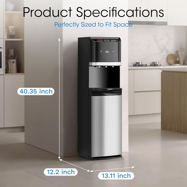 Alt view image 5 of 7 - Bottom Loading Water Cooler Dispenser,Gloss Black