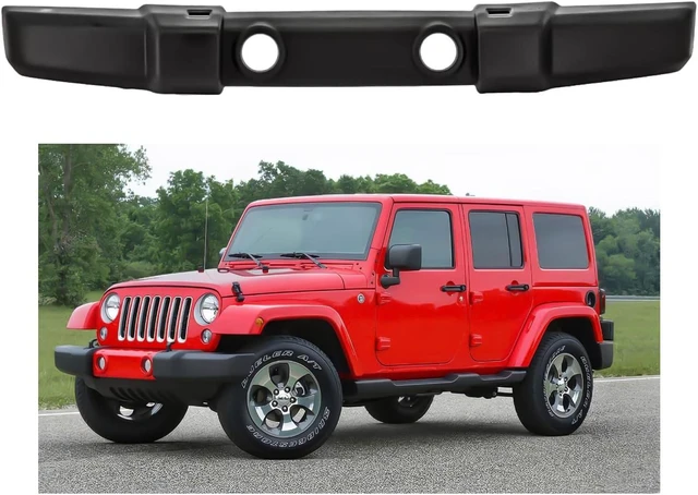 Main image of Front Bumper Cover Compatible with 2007-2018 Jeep Wrangler JK - Fits Rubicon, Sahara, Sport & Unlimited Models - Replaces OE # 1FN67RXFAA, CH1000900 - With Fog Light & Tow Hook Holes