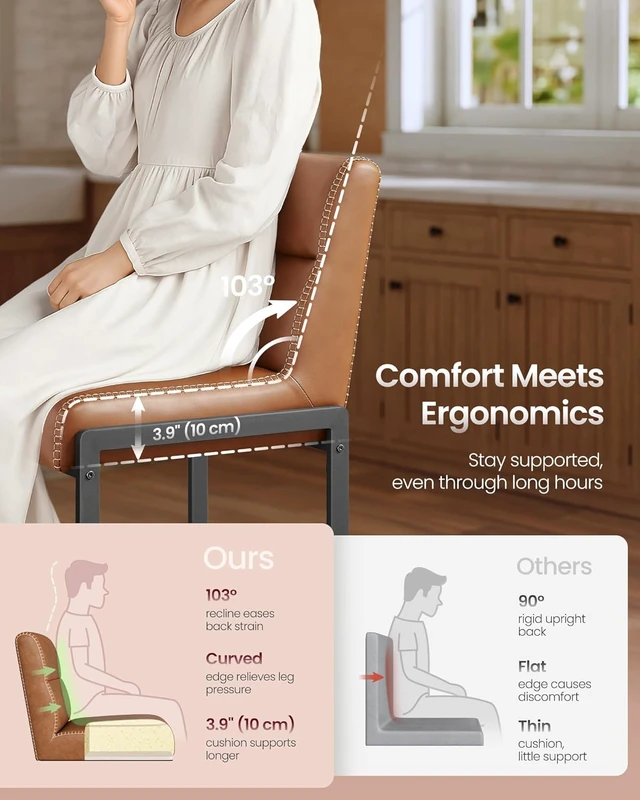 Alt view image 3 of 6 - Bar Stools Set of 2, Counter Height Chairs with Backs, 26.4-Inch