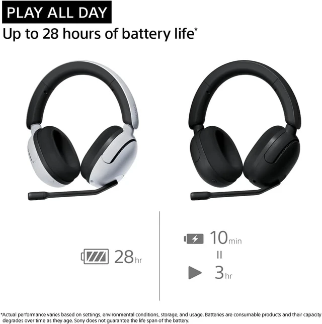 Alt view image 6 of 7 - INZONE H5 Wireless Over-Ear Gaming Headset PS5 Headphones, Black