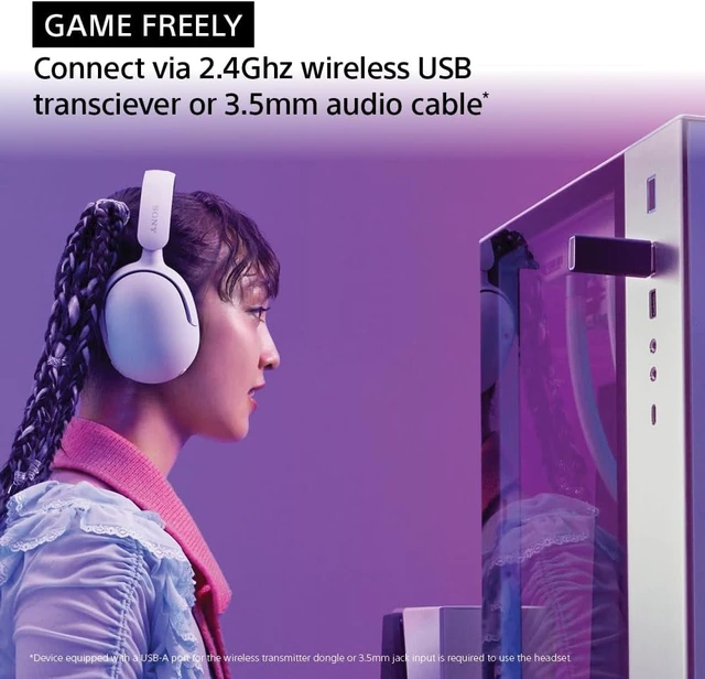 Alt view image 7 of 7 - INZONE H5 Wireless Over-Ear Gaming Headset PS5 Headphones, Black