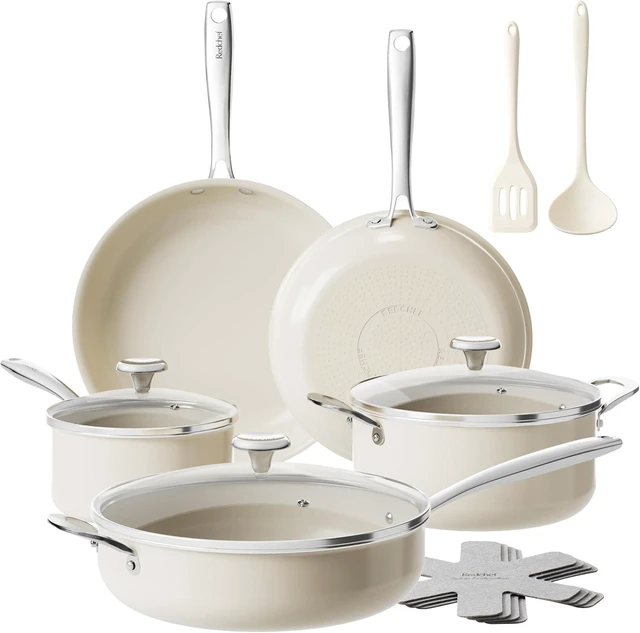 Main image of 14 Pcs Ceramic Nonstick Cookware Set, Pots and Pans Set, Non Toxic