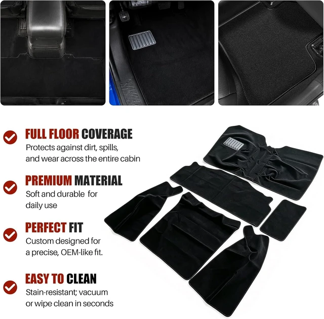 Alt view image 2 of 5 - Full Set Black Carpet Kit Floor Mat 6PCS for Jeep Wrangler YJ 1987-1995
