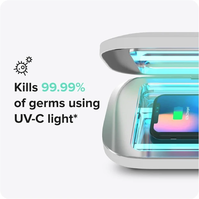 Alt view image 2 of 7 - Pro UV Phone Sanitizer & Fast Charger, 5-Min 360° UV-C, White