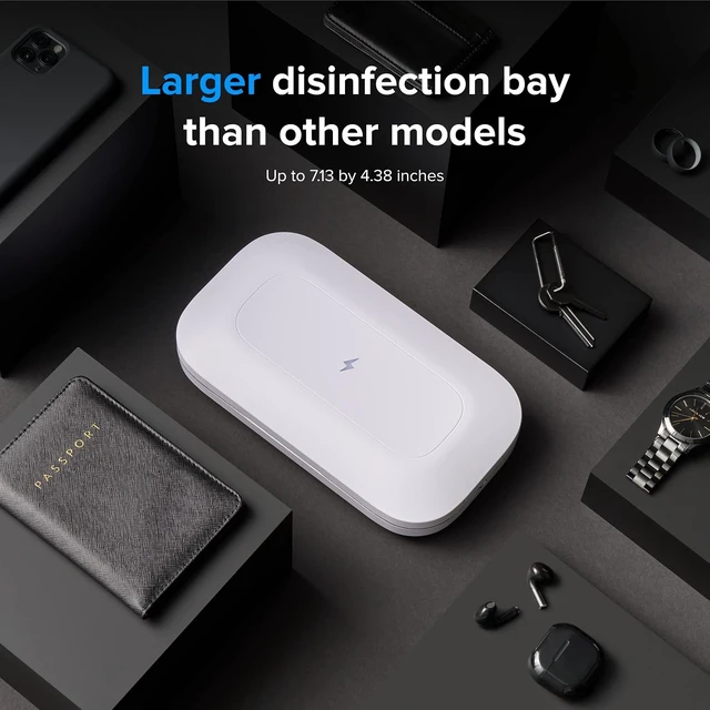 Alt view image 6 of 7 - Pro UV Phone Sanitizer & Fast Charger, 5-Min 360° UV-C, White