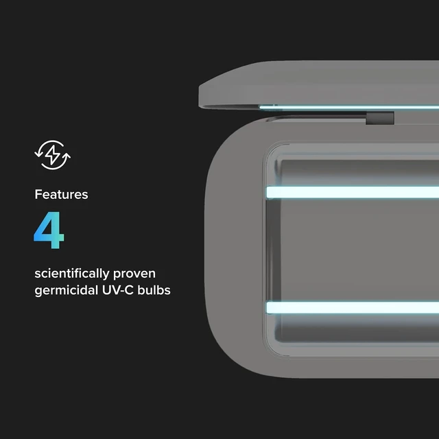 Alt view image 7 of 7 - Pro UV Phone Sanitizer & Fast Charger, 5-Min 360° UV-C, White
