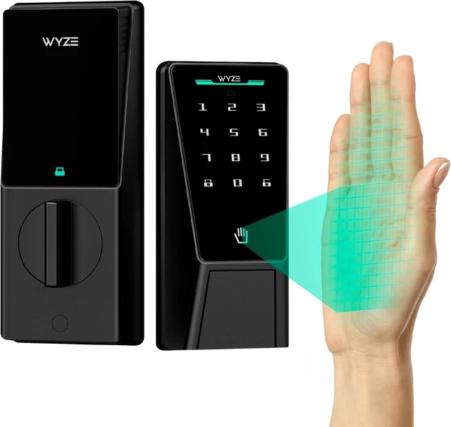 Main image of Palm Lock, Smart Door Lock with Palm Vein Recognition, Keyless Entry Smart Locks for Front Door, Keypad, Auto Lock, Dual Battery, Wi-Fi, Works with Alexa & Google, BHMA, IP53, Mechanical Key