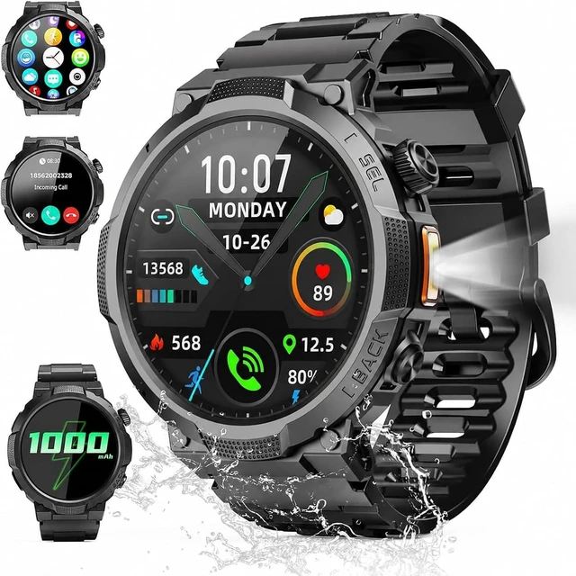Main image of Military Smart Watch for Men, 50+ Day Battery Life, Bluetooth Call