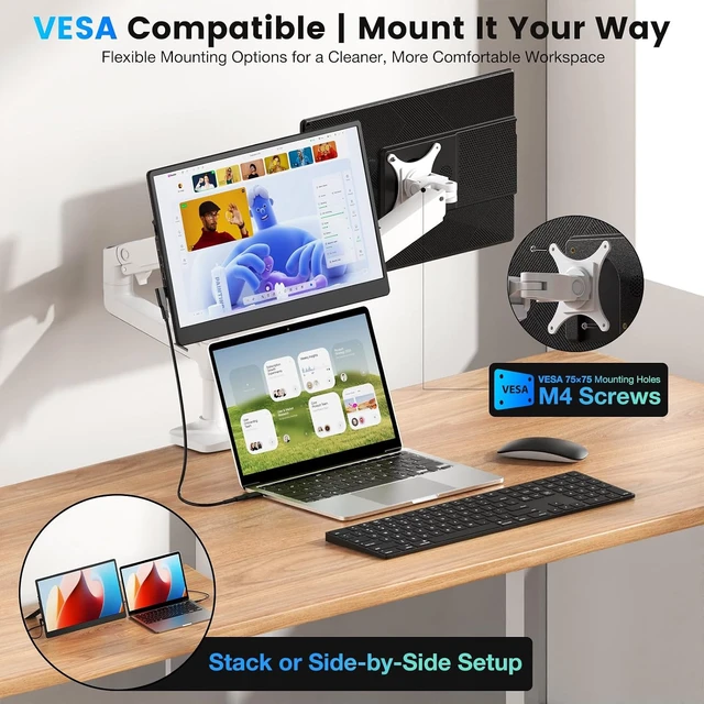 Alt view image 5 of 7 - Laptop Screen Extender, 15.6" Fhd Portable Monitor With Dual Stands