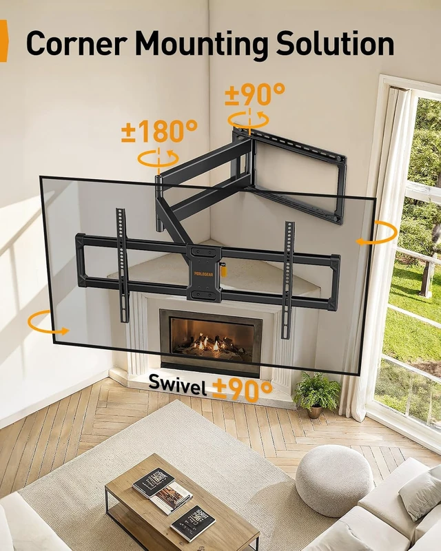 Alt view image 6 of 7 - Long Arm Full Motion TV Wall Mount for 4297 Inch TVs up to 150 lbs, Pre-Assembled TV Mount with Full Swivel, Tilt and Extension, Fits 8/12/16/24 Wood Studs, Max VESA 800x400mm, PGXLF02