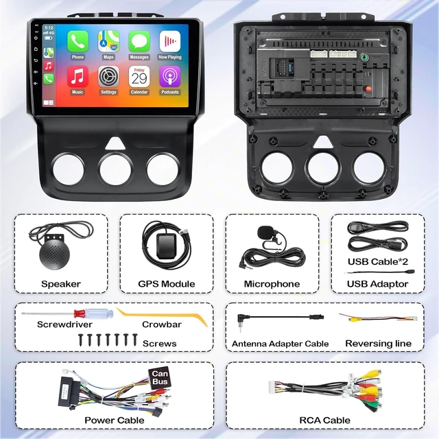 Alt view image 7 of 7 - Car Stereo for Dodge RAM 1500 2500 3500 2013-2018 Manual AC with CarPlay