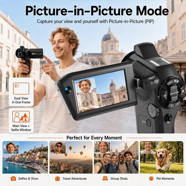 Alt view image 2 of 7 - Vlogging Camera with Picture-in-Picture, WiFi Flip Screen, 8K Creator Kit