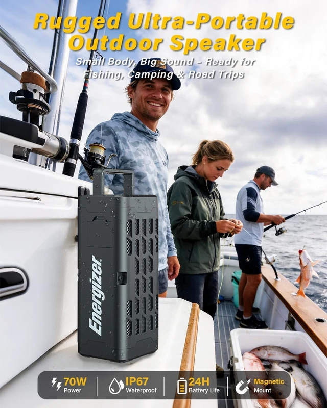 Alt view image 2 of 7 - Portable Bluetooth Speaker, Rugged Magnetic, Waterproof, Wireless